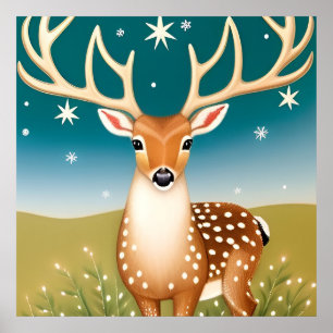 Poster Lindo cervo de Natal