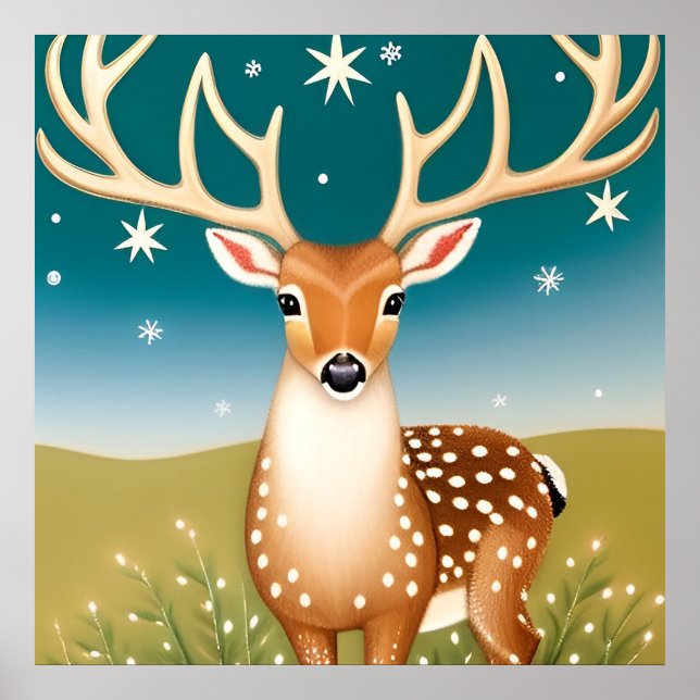 Poster Lindo cervo de Natal (Frente)