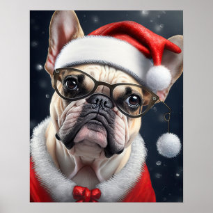 Poster Lindo design de Natal de férias de Bulldog Francês