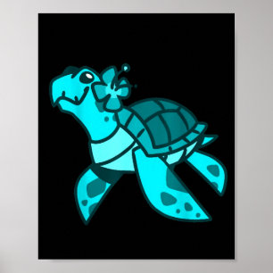 Poster Lindo doce cartoon tartaruga marinha animal oceano