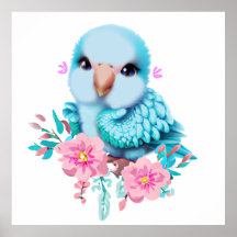 Lindo e Adorável Papagaio Azul Bebê