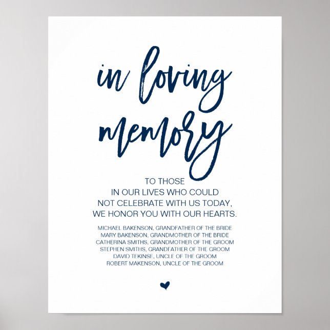 Poster Lindo Em Memória Amorosa, Azul Marinho memorial (Frente)