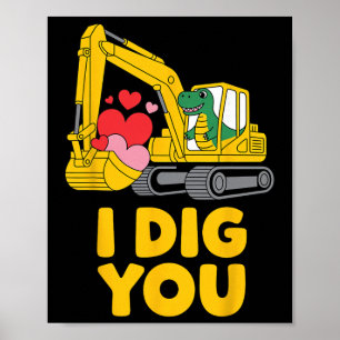 Poster Lindo Eu Adoro Você Lindo Escavadeira Dino Criança