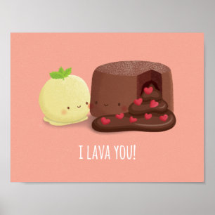Poster Lindo Eu Amo Você Puns de Comida Decoração para Qu