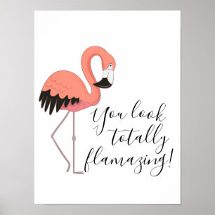 Poster Lindo Flamingo Rosa Engraçado Totalmente Flamante