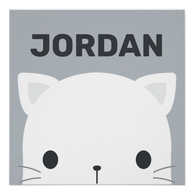 Póster Lindo Gatinho com Poster de Nome Personalizado (Frente)