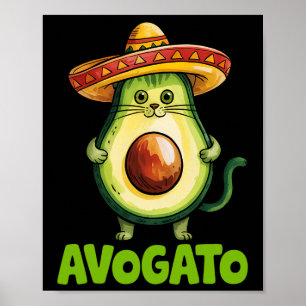 Poster Lindo Gato Avogato Sombrero Engraçado Cinco De Mai