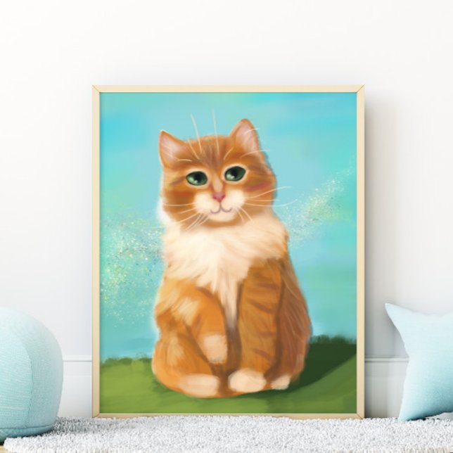 Poster Lindo Gato Laranja Bebê e Decoração de Berçário In (Criador carregado)