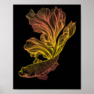 Poster Lindo Gif de Luta de Peixe Betta Siames Halfmoon