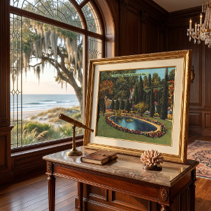 Poster Lindo Jardim em Savannah GA Arte Postal