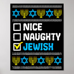 Poster Lindo Malicioso Judaico Feio Suéter de Hanukkah Ch