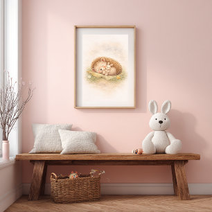 Poster Lindo ouriço-cacheiro dormindo Quarto infantil neu