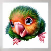 Lindo Papagaio Bebê Colorido Kawaii
