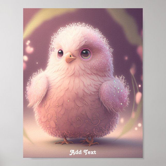 Poster Lindo Passaro Rosa Fofinho e Caprichoso na Parede  (Frente)