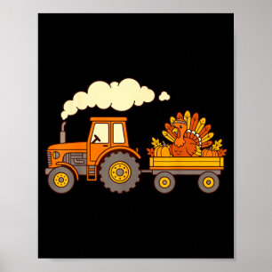 Poster Lindo peru de ação de graças trator colheita outon