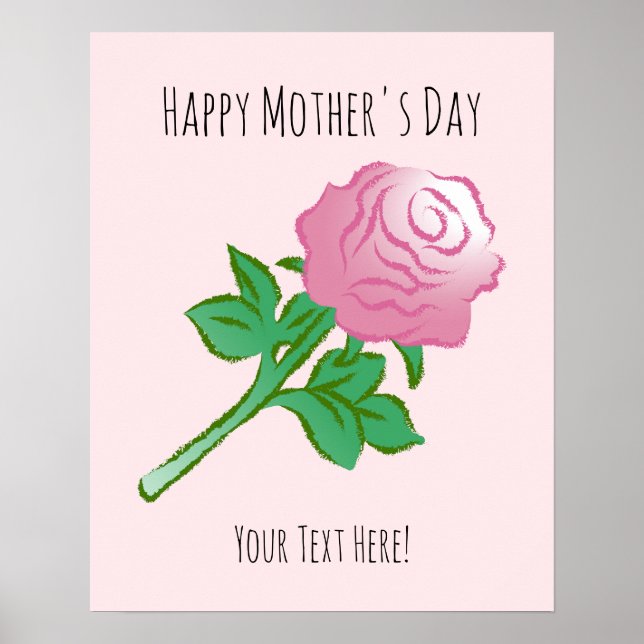 Poster Lindo pôster com uma rosa rosa (Frente)