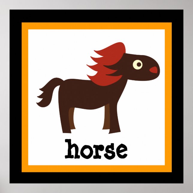 Poster Lindo pôster de animais de safári de cavalos para  (Frente)