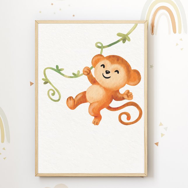Poster Lindo pôster de berçário de macaco para decoração  (Criador carregado)