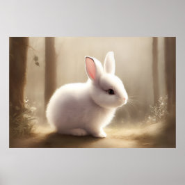 Poster Lindo pôster de coelhinho bebê em aquarela