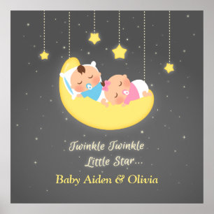 Póster Lindo pôster dos gêmeos Twinkle Twinkle Little Sta
