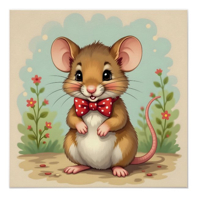 Póster Lindo rato adorável com gravata (Frente)