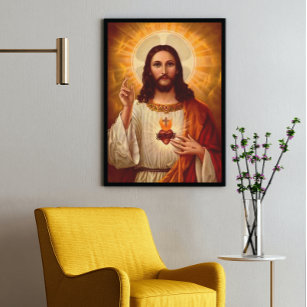 Poster Lindo religioso, Sagrado Coração de Jesus