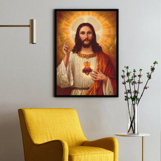 Poster Lindo religioso, Sagrado Coração de Jesus