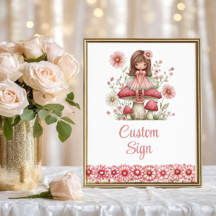Poster Lindo Rubor de Fada Mágica Rosa Personalizado para