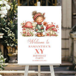Poster Lindo Sinal de Boas-Vindas de Aniversário Floral d