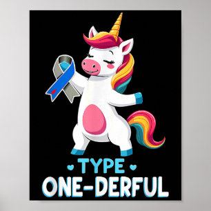Poster Lindo Tipo 1 Diabetes Conscientização T1d Tipo Um-