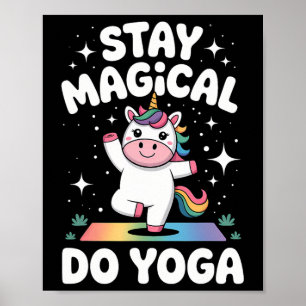 Poster Lindo Unicórnio de Ioga Desenho de Mandala de Pose