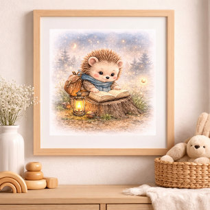 Poster Lindoouriço-leitura-de-um-livro-berçário-infantil