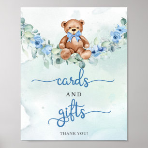 Poster Lindos cartões e presentes de ursinho fofo boho fl