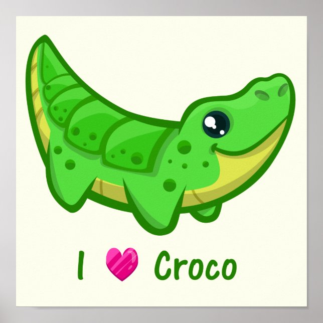 Póster Lindos crocodilos amor kawaii cartoon bebê (Frente)