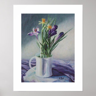 Poster Lindos crocodilos roxos daffodils belos arte