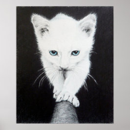 Póster Lindos gatinhos brancos Desenho de arte de animais