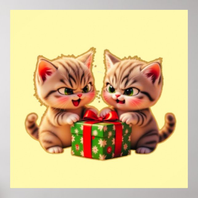 Poster **Lindos Gatinhos Brigando por um Presente – Chris (Frente)
