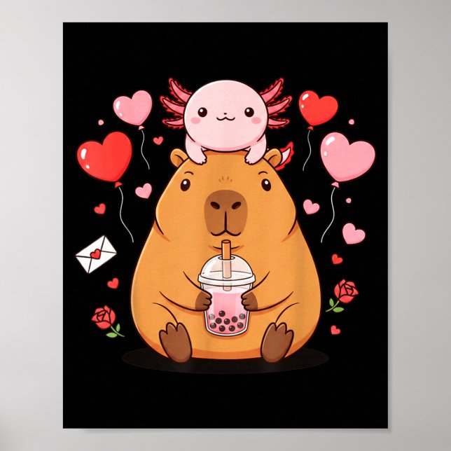 Poster Lindos Meninos Meninas de Axolote Capivara Bubble  (Frente)