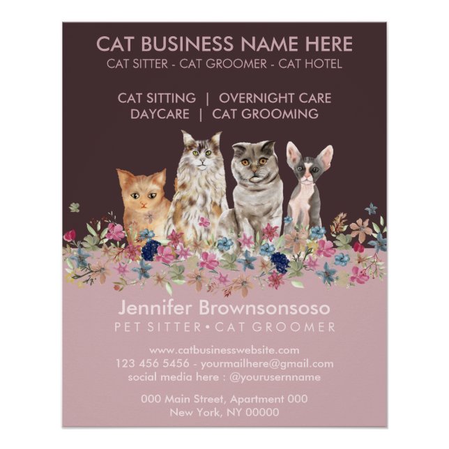 Póster Lindos Pequenos Gatos Rosa (Frente)