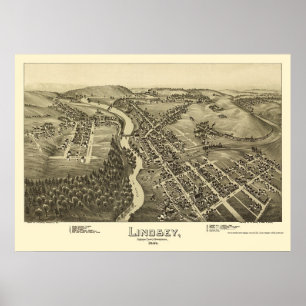 Poster Lindsey, mapa panorâmico do PA - 1895