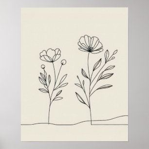 Poster Lineart - Flores Minimalistas