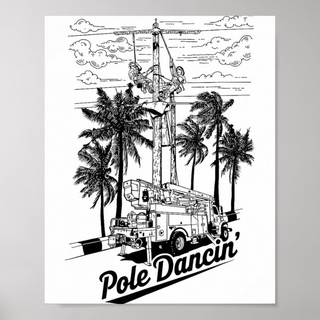 Poster Lineman Le Dancin' Electrician Gift For Men Husban (Frente)