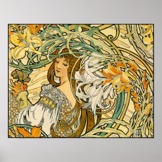 Poster Língua das flores de Alphonse Mucha