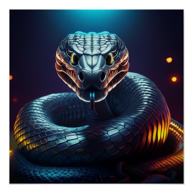 Póster Língua de Cobra Víbora Prateada Piscando (Frente)