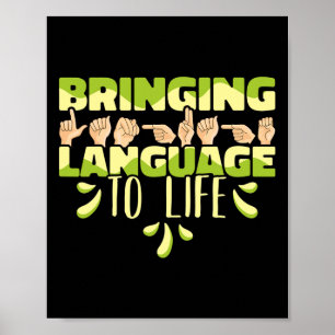 Poster Língua de Sinais Americana Asl Trazendo Linguagem 