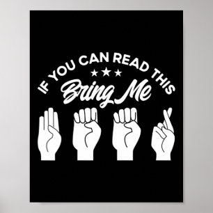 Poster Língua de Sinais Asl Traga-me Cerveja Surdo