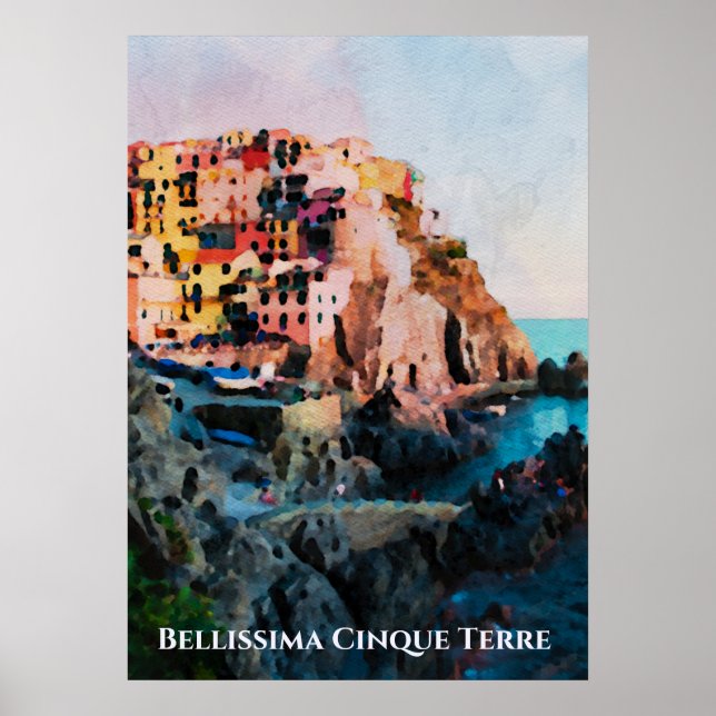 Poster ** Língua italiana Bellissima Cinque Terre Art (Frente)