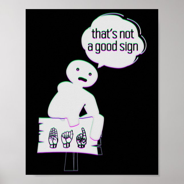 Poster Linguagem de Sinais ASL American Fala Consciência  (Frente)