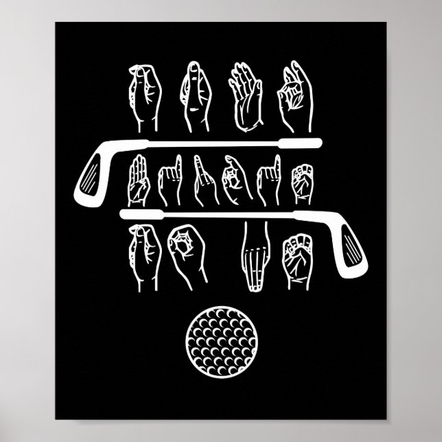 Poster Linguagem De Sinais Fale Birdie Comigo Golf Golfer (Frente)