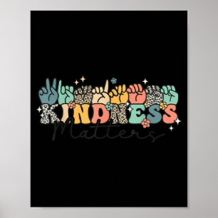 Poster Linguagem de Sinais Groovy Kindness ASL Ortografia